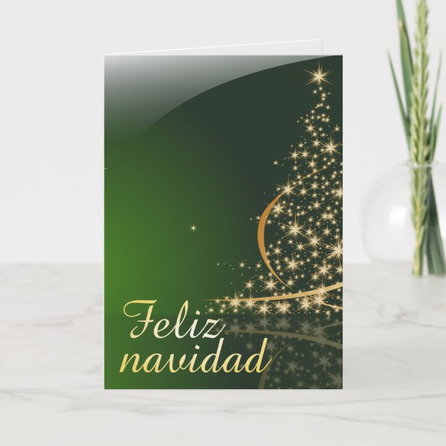 Carte Motivo navideño verde con arbol de navidad. V2.0 (Devant)