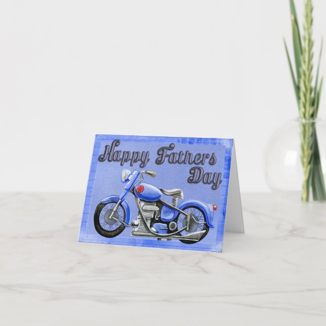 Carte Moto bleu Fête des pères personnalisée (Devant)
