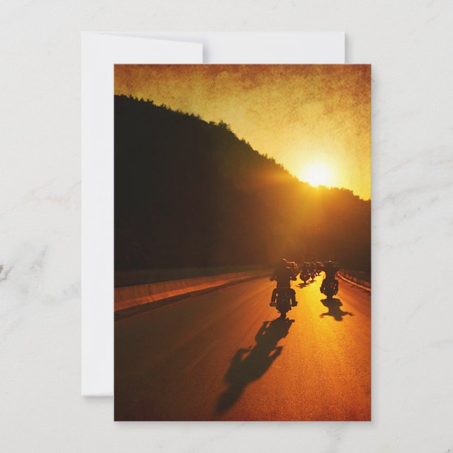 Carte Motocyclettes au coucher du soleil (Devant)