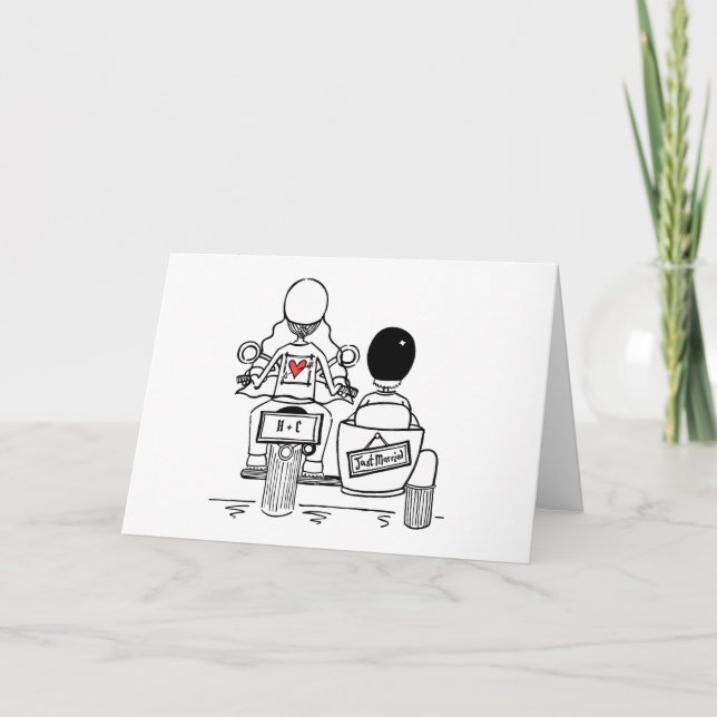 Carte Motorbike and Sidecar Wedding (Devant)