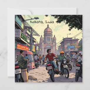 Carte Motos du centre-ville à Calcutta, Inde