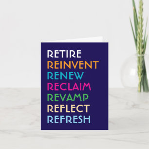 Carte Mots de retraite Réinventer Renouveler Inspiration