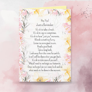 Carte Mots de sagesse | Prenez soin de vous