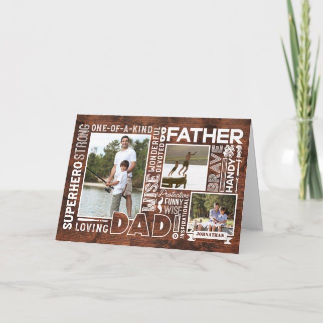 Carte Mots Pour #1 Papa Happy Fête des pères Photo Colla (Devant)