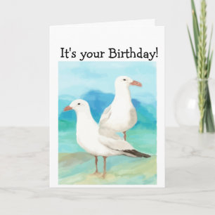 Carte Mouettes d'aquarelle à l'art de nature d'oiseau de