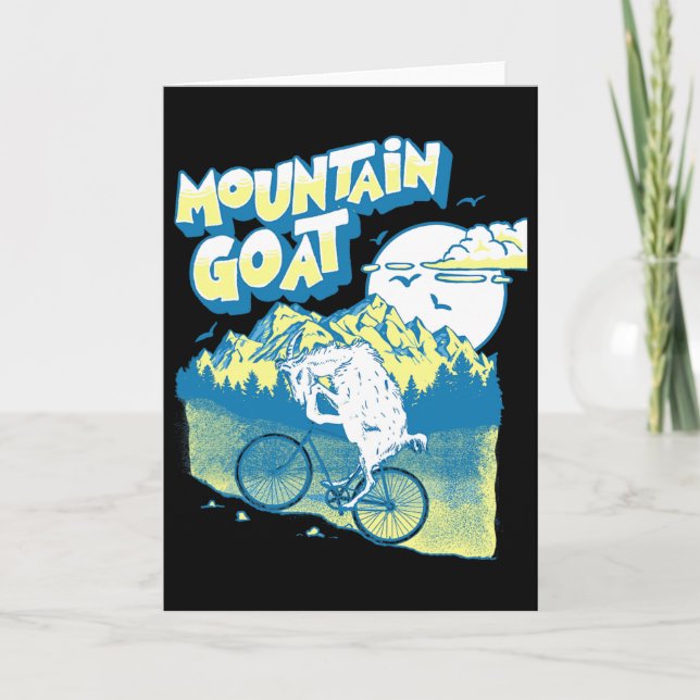 Carte Mountain Goat Funny Mountain Biking Goat Biker Vin (Devant)