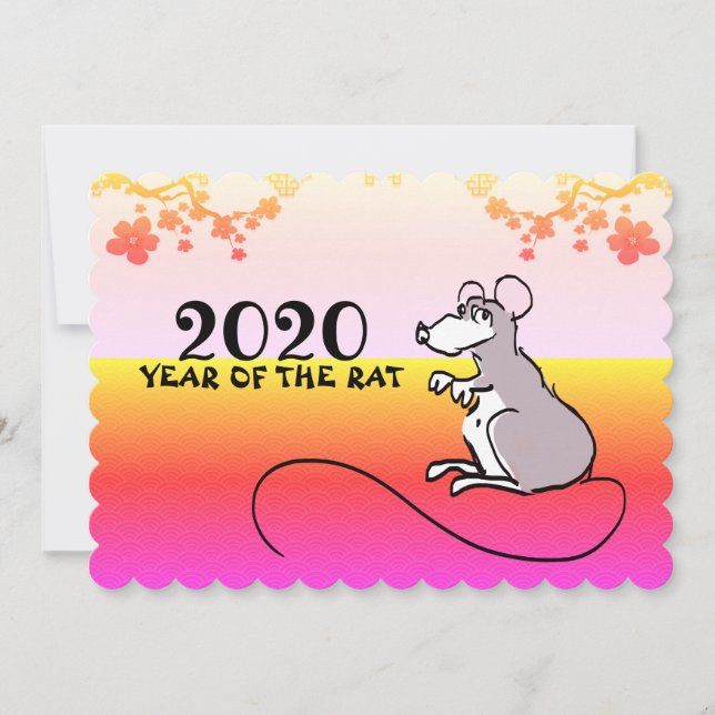 Carte Mouse Comics Rat Lunaire Nouvel An 2020 Printemps  (Devant)