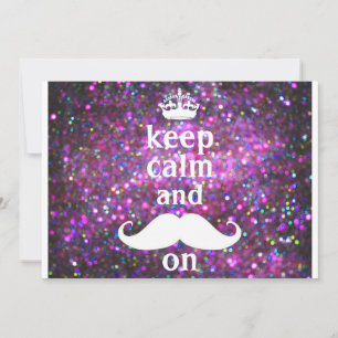 Carte Moustache Blanche Avec Étincelle Violette Et Rose