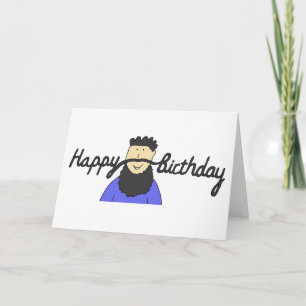 Carte Moustache d'anniversaire pour Hipster avec barbe
