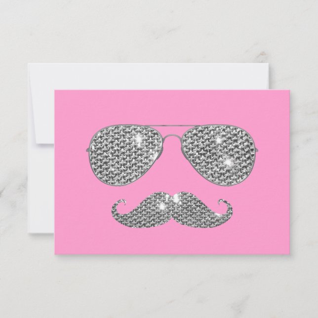 Carte Moustache Diamant Drôle Avec Lunettes (Devant)