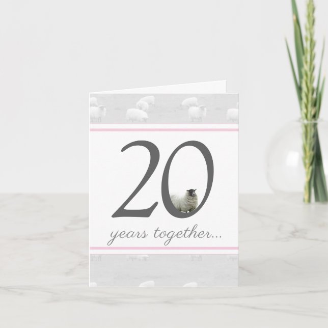 Carte mouton drôle pour 20 ans de mariage en porce (Devant)