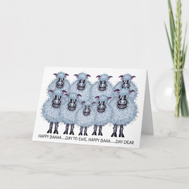 Carte Mouton qui chante joyeux anniversaire (Devant)