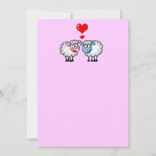 Carte Moutons de dessin animé drôles, couple de mariés
