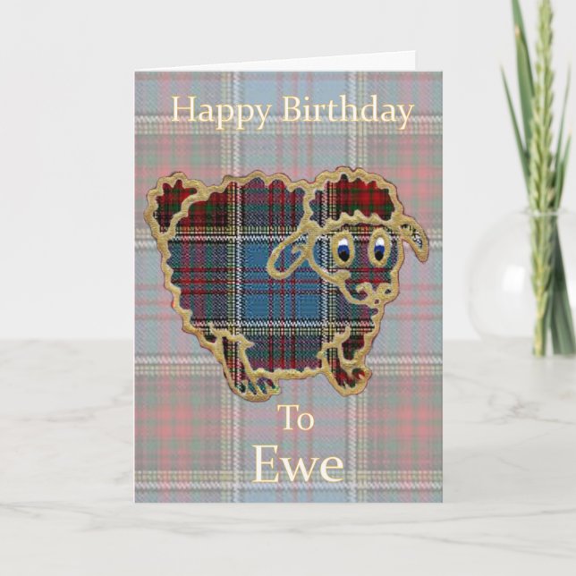 Carte Moutons de tartan "joyeux anniversaire à la (Devant)