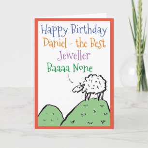 Carte Moutons Design Joyeux Anniversaire à un Bijoutier