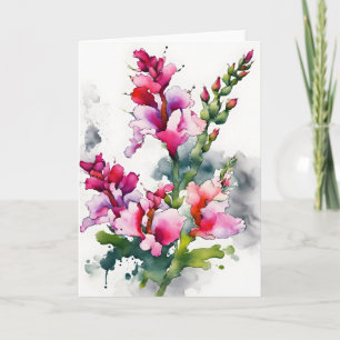 Carte Muflier - Fleurs aquarelle