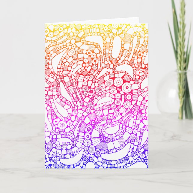 Carte Multicolor Wavy Circles Square Abstract Drawing (Devant)