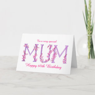 Carte Mum aquarelle Orchidée personnalisée 60ème anniver