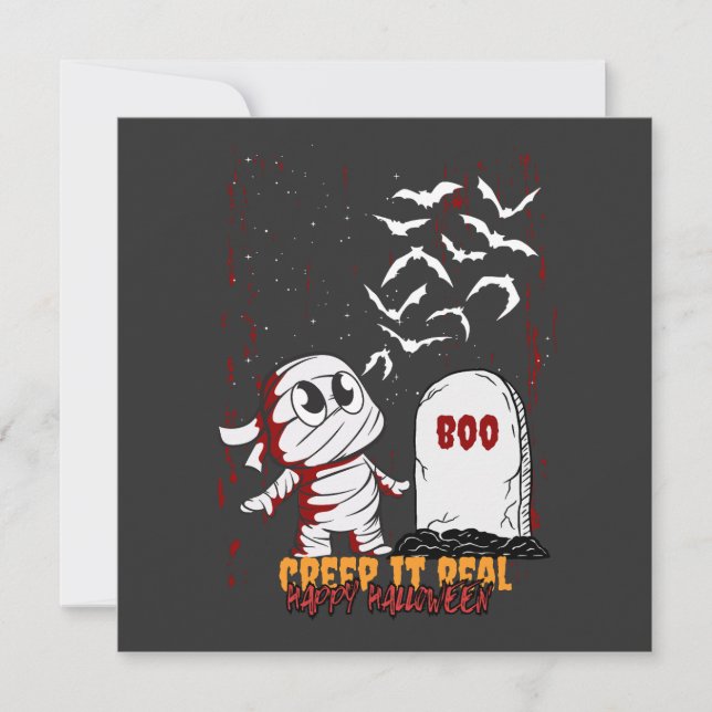 Carte Mummy at Grave Boo Halloween (Devant)