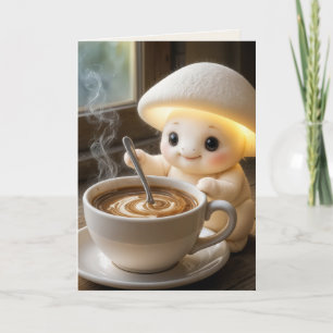 Carte Munchkin aux champignons d'anniversaire avec café