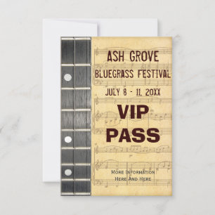 Carte Music Festival Pass Banjo Bluegrass Thème (S)