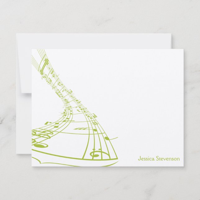 Carte Music Notes Flat Note Card (vert) (Devant)
