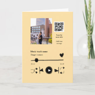 Carte Music player personalized couple love q r code tex