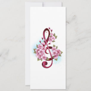 Carte Musical treble clef notes with sakura flowers