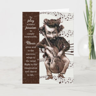 Carte Musicien Funny Cello Caricature Anniversaire