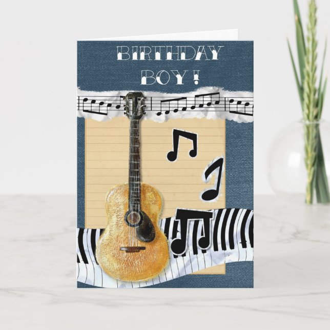 Carte Musicien guitare Anniversaire Garçon (Devant)