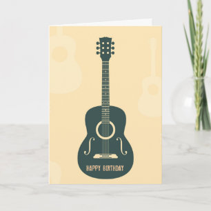 Carte Musique acoustique de guitare rétro Joyeux anniver