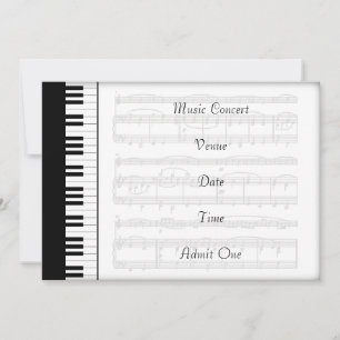 Carte Musique Concert Admission Billet Piano Thème