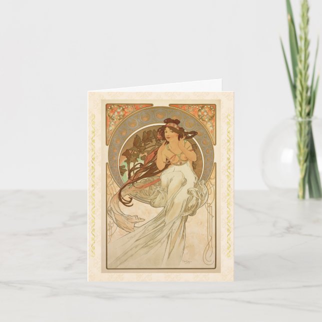 Carte Musique d'Alphonse Mucha, Joyeux anniversaire (Devant)