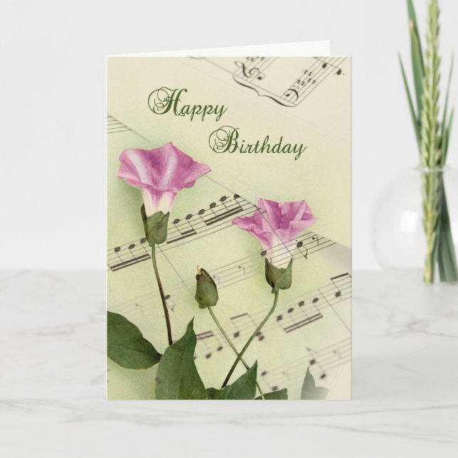 Carte Musique Matin Fleurs de gloire Anniversaire (Devant)