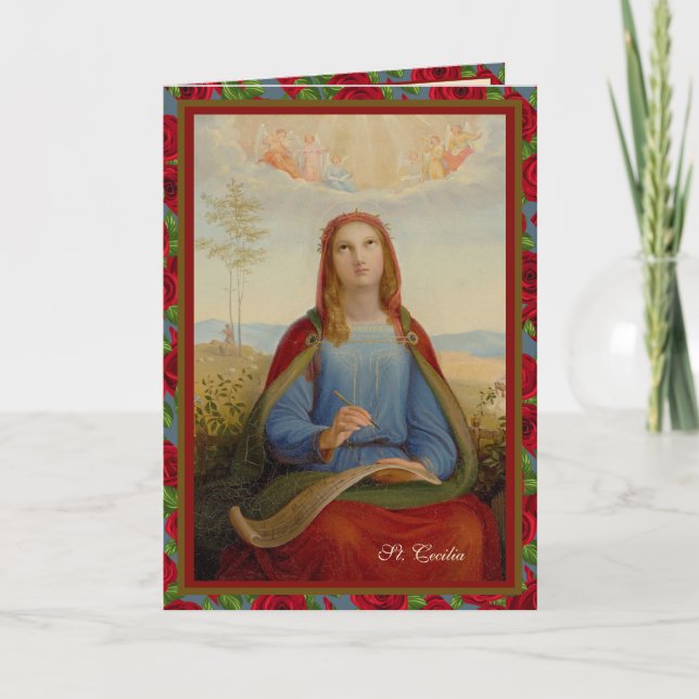 Carte Musique religieuse Sainte Cécile Prière catholique (Devant)