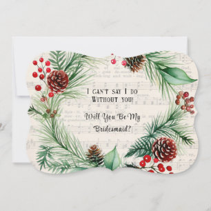Carte Musique Rouge Berry Wreath Serez-Vous Ma Bridesmai