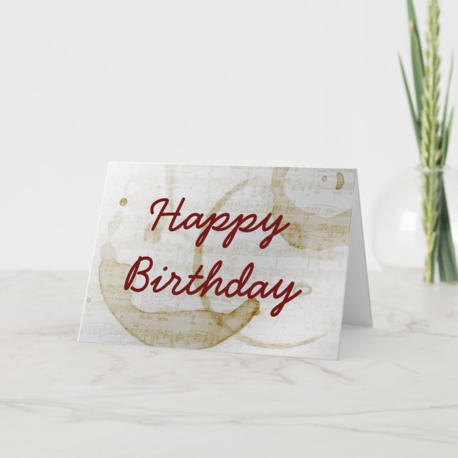 Carte musique tache café Joyeux anniversaire (Devant)