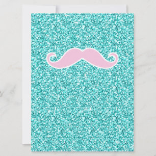 CARTE MUSTACHE ROSE FILLE SUR EFFET PARTIES SCINTILLANT