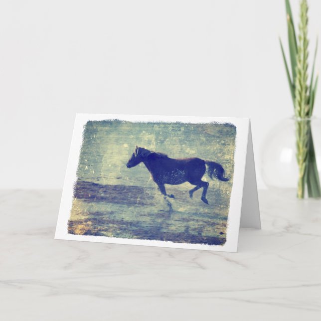 Carte Mustang Gallop sur la plage, Anniversaire (Devant)