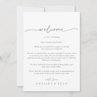 Carte Muted Gray Simple Minimal Wedding Welcome Letter