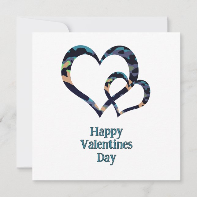 Carte MVB Double tendance bleu camouflage motif de coeur (Devant)