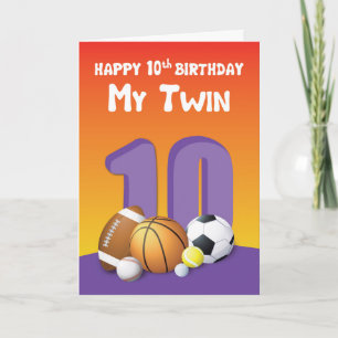 Carte My Twin Sister 10th Birthday Sports Balls
