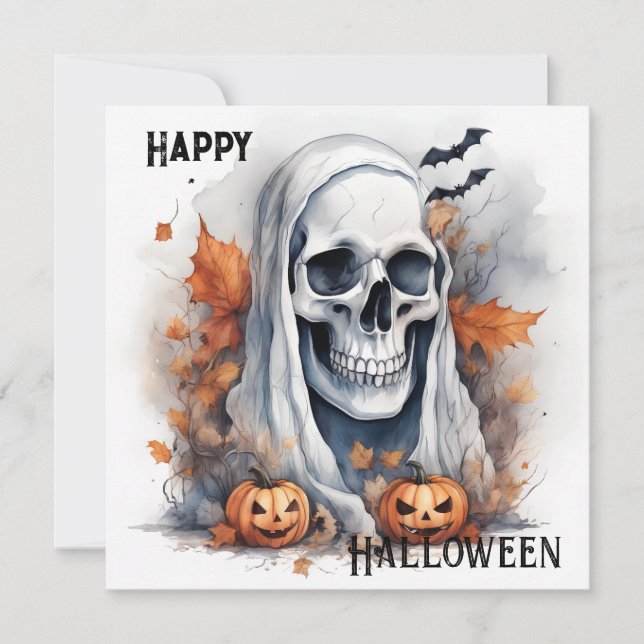Carte Mystic Halloween Ghost Art Cadeau Crâne (Devant)