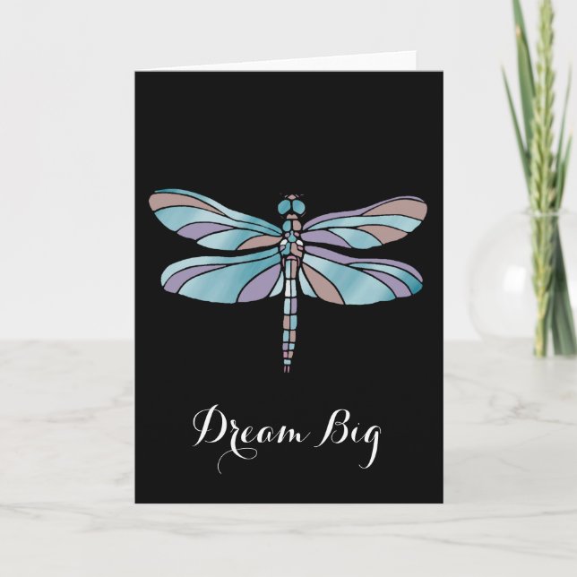 Carte Mystical Blue Dragonfly Dream Big (Devant)