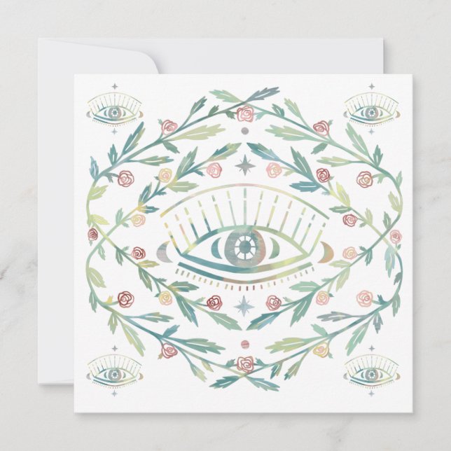 Carte Mystical Eye Roses Vines Magique Boho Blank Card (Devant)