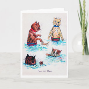 Carte Nage de chats à la plage, Louis Wain