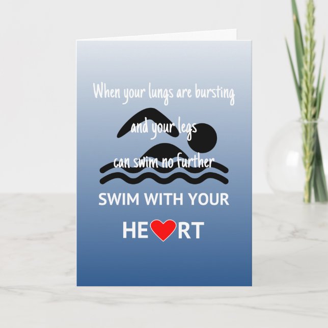 Carte Nage personnalisable avec motivation cardiaque (Devant)