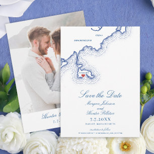 Carte Nahant MA Élégant Mariage bleu marine