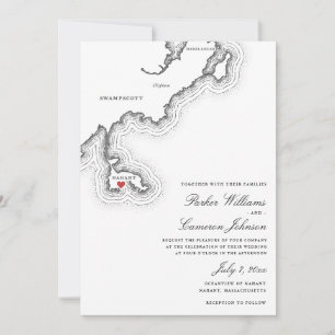 Carte Nahant MA Élégant Mariage noir et blanc