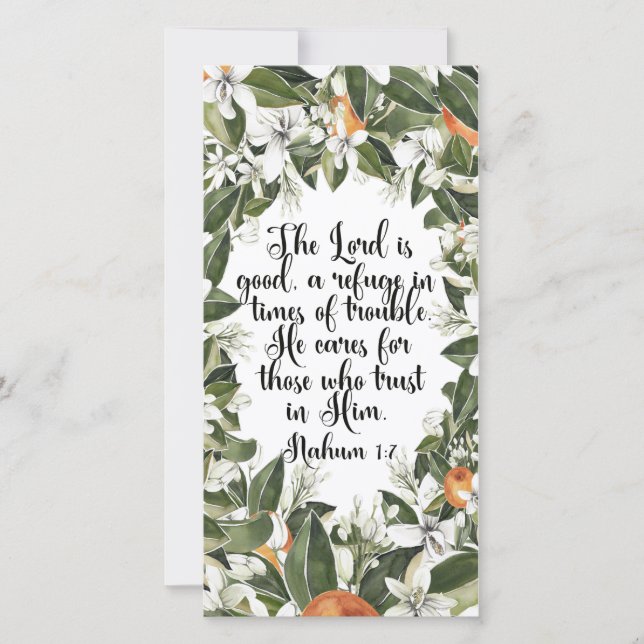 Carte Nahum 1:7, Aquarelle Bible verse signet (Devant)